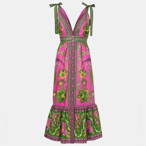 FARM Rio Ana Tapestry Pink Midi Dress